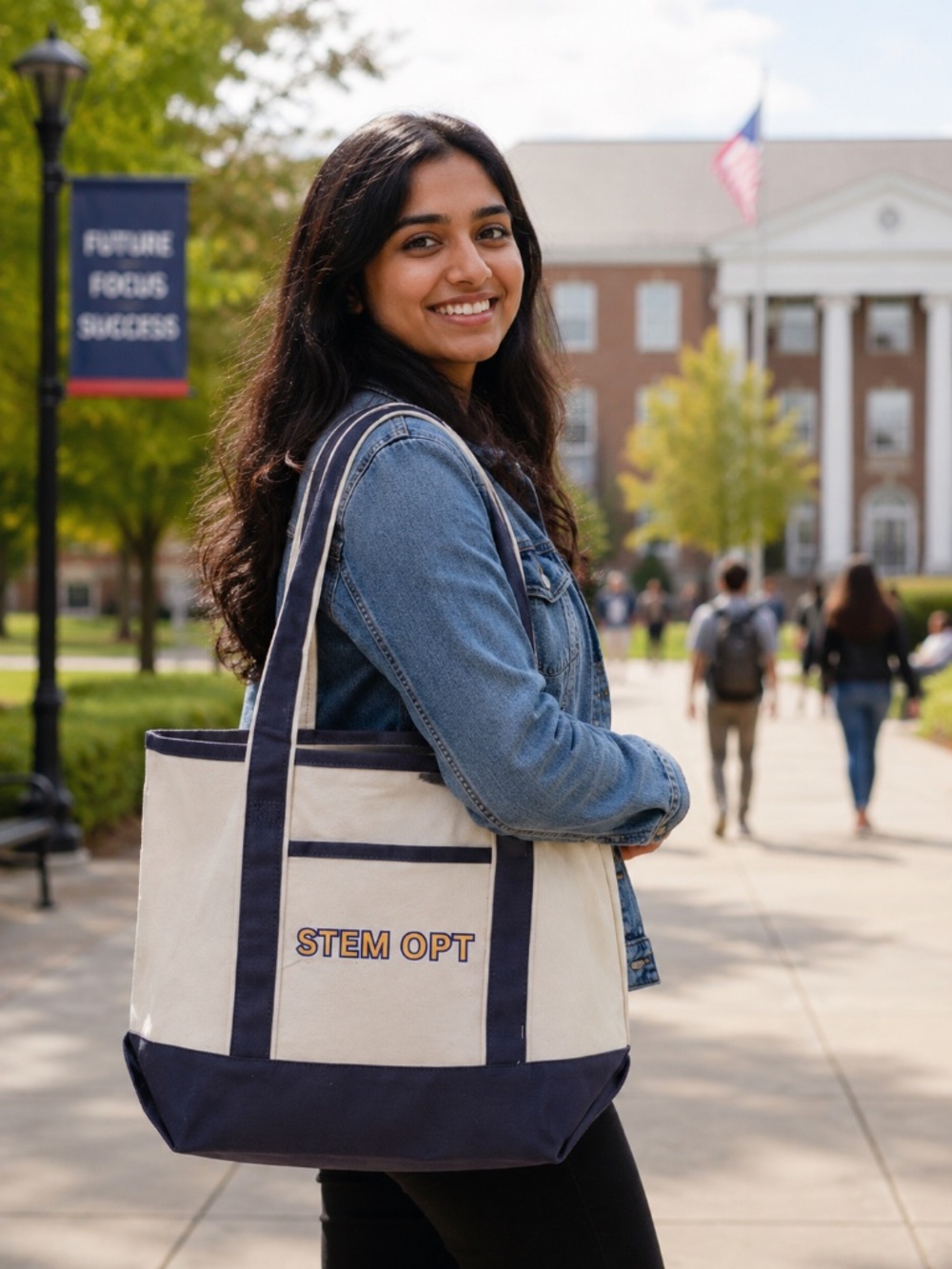 NWOT College Canvas Tote Bag | Natural/Navy 20L